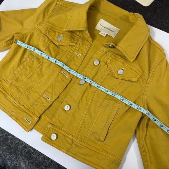 P.O.L Mustard Yellow Cropped Denim Jacket - Women’s Small - Excellent Condition - Picture 14 of 16